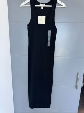 NWT Calvin Klein Jeans Ribbed Tank Maxi Dress Black Size S